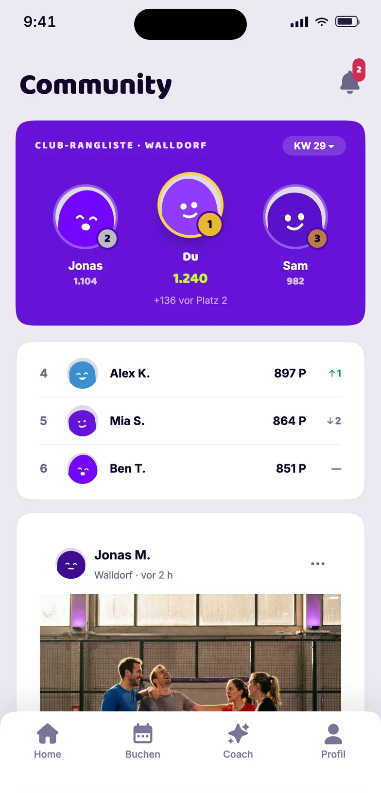 Community-Feed der padelsmart-App