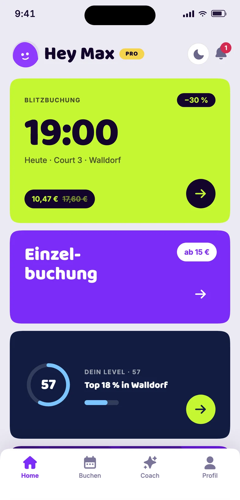 Blitzbuchung: freier Court heute 19:00 in der padelsmart-App